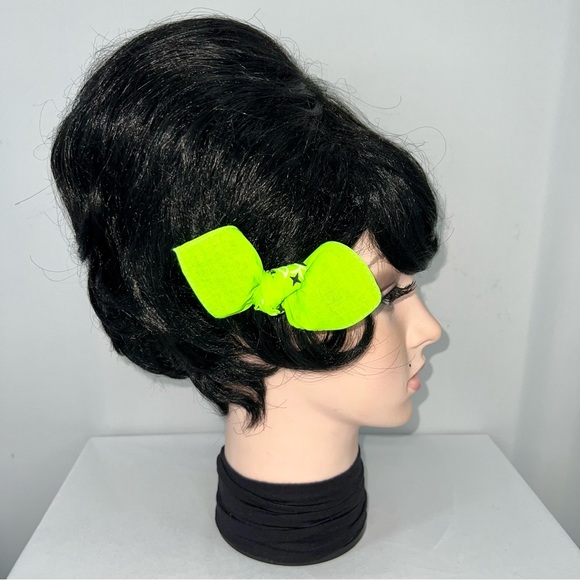 Neon Green Paisley Rockabilly Bandana Knotted Hair Bow - Picture 4 of 11